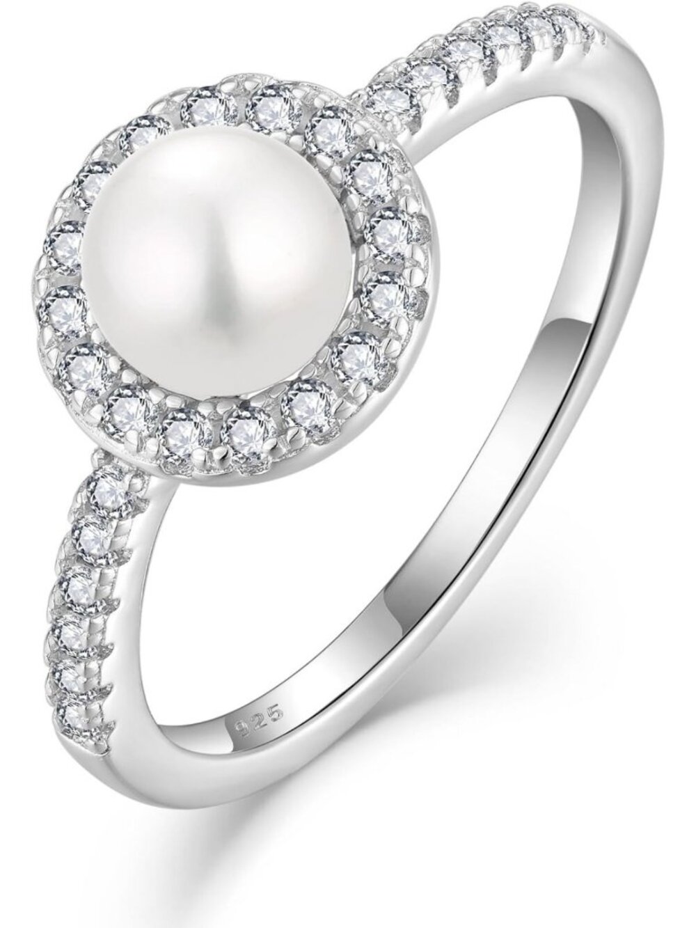 Elegant Freshwater Pearl Ring in 925 Sterling Silver, Gold Plated, Size 5-10
